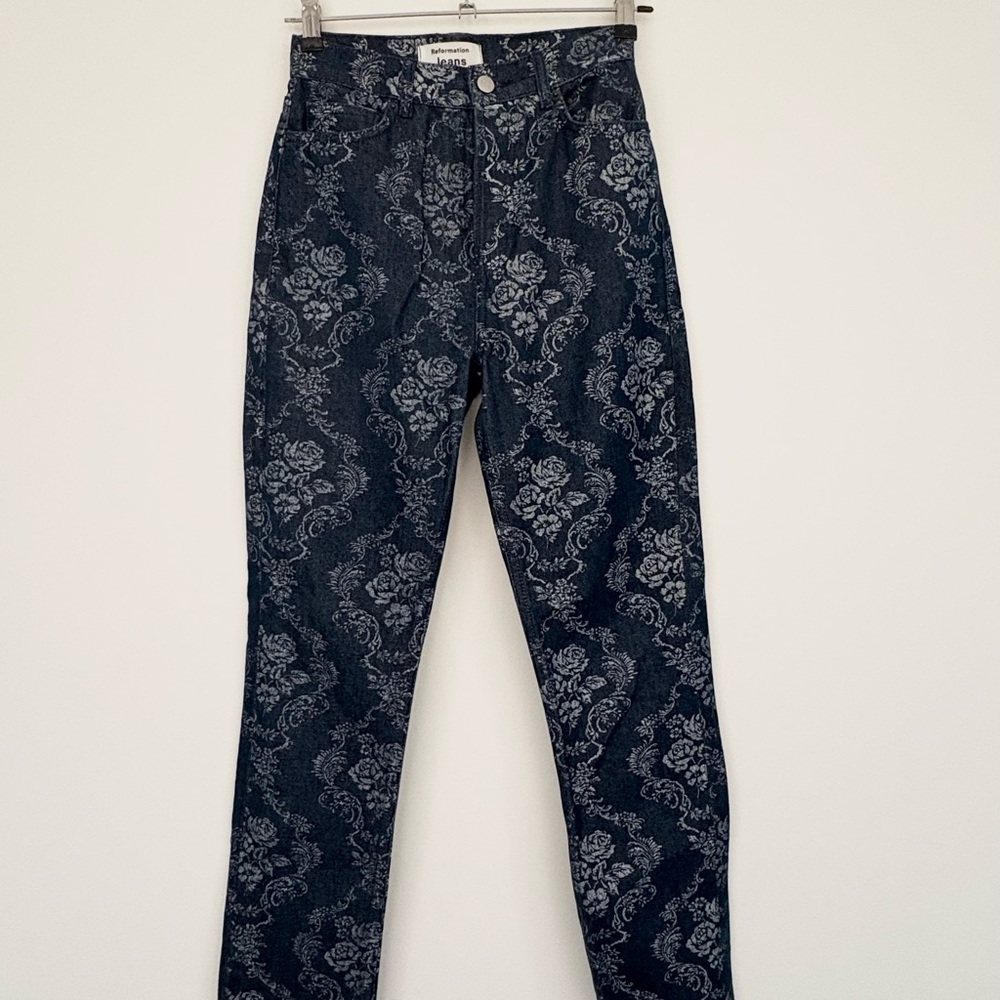RARE Reformation Floral Print Jeans Size 24 – Renaissance Wash – Mint Condition